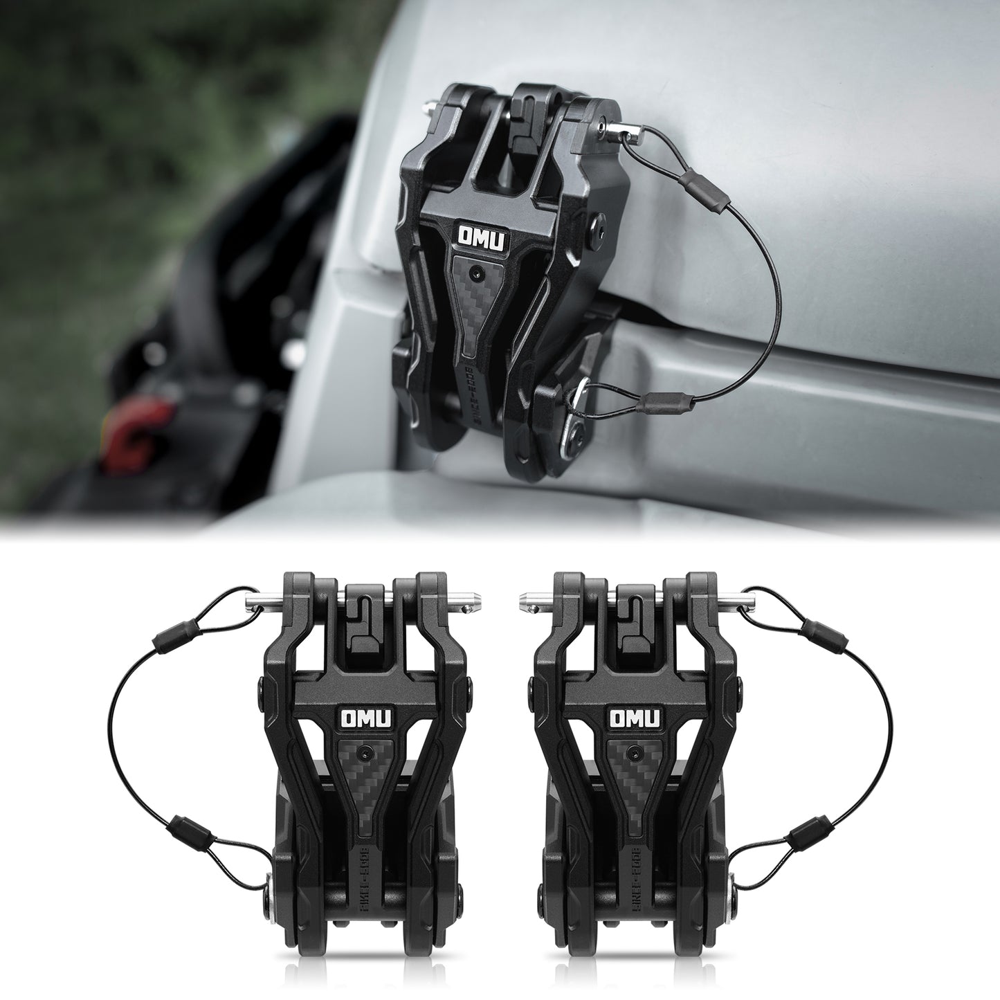 OMU Hood Latch Lock Catch Compatible With 2007-2018 Je Ep Wrangler JK&JKU 2018-2024 Wrangler JL&Gladiator JT, Aluminum Adjustable Hood Latches For Reducing Hood Shaking, 2 Pcs