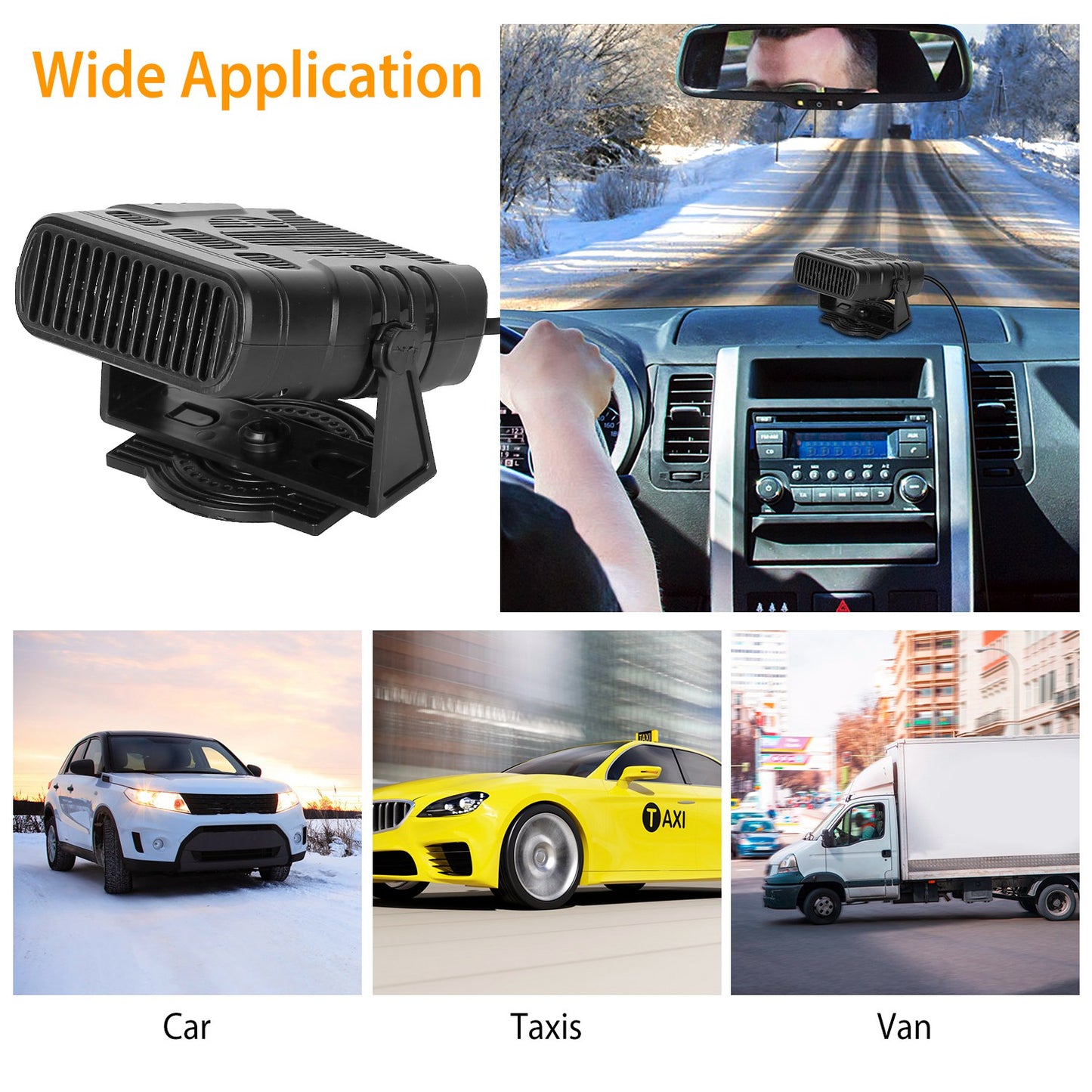 24V 200W Or  12V 120W Portable Car Heater Heating Fan 2 In 1 Defroster Demister Windshield Heater Automotive Cooling Fan