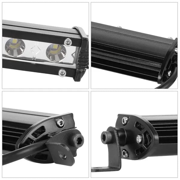 7" LED Light Bar Single Row Offroad Spot Lights 18W Ultra Slim Straight Work Light For Trailer Truck Bus Boat