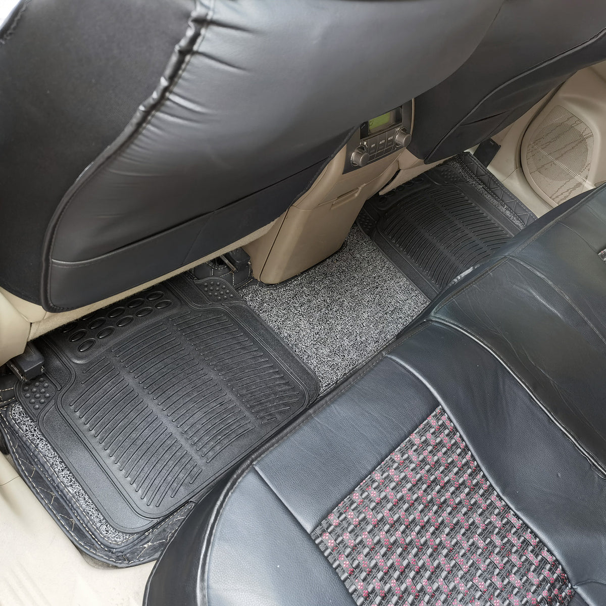 1Set Automotive Floor Mats With Front And Rear PVC Rubber Floor Mats Heavy Duty Drive Vehicle Car Mats With Trimmable Design Fit Most Cars SUVs Trucks