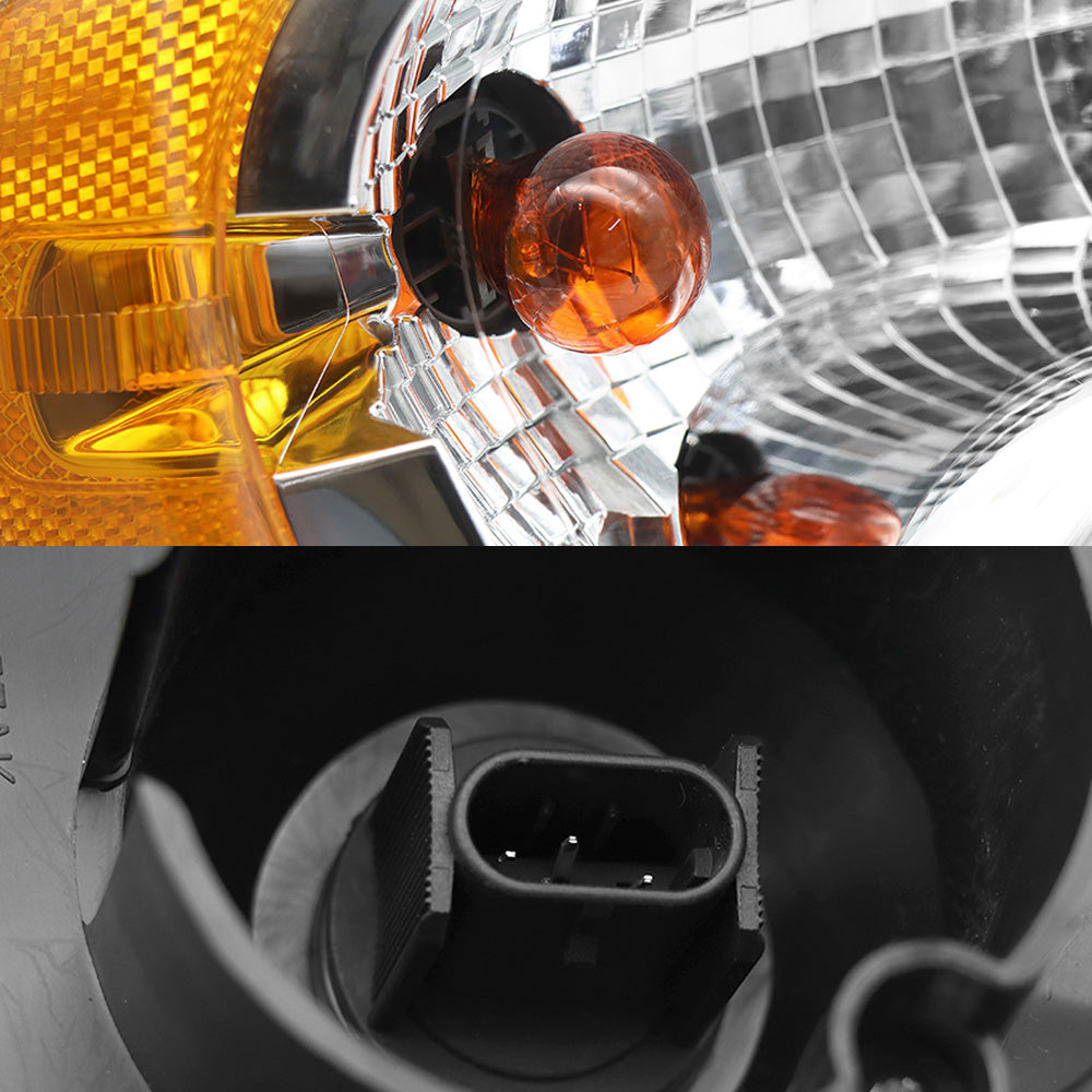 Chrome Headlights Compatible With 2008-2016 Freightliner Cascadia With Halogen Bulbs Pair
