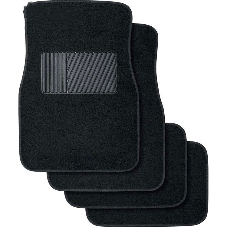 Universal car floor mats, velvet, 4-piece set – four-piece set with heel pad design shown flat