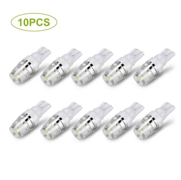 10PCS T10 LED Bulbs 194 LED Lights 12V 1W 5730 Xenon White Wedge