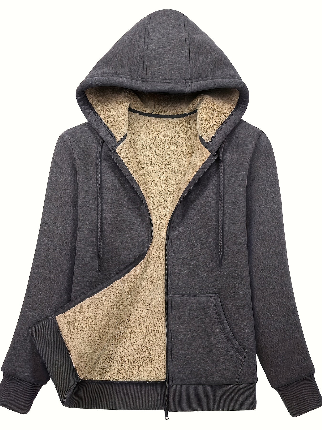 Women's Winter Warm Coat, Double Zipper Pockets, Sherpa Lined Lightweight Warm Jacket