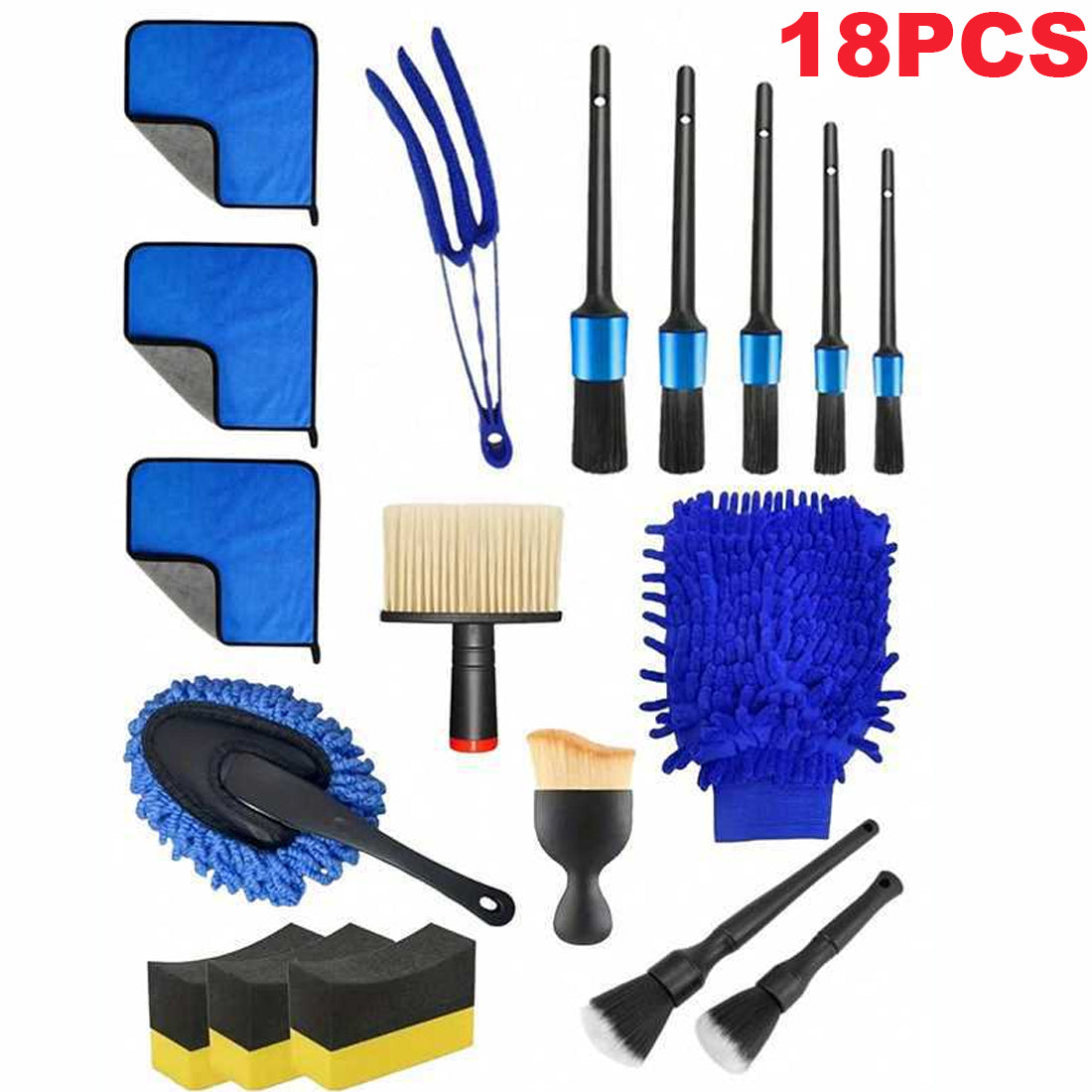 18-Piece Car Detailing Brush and Cleaning Kit
