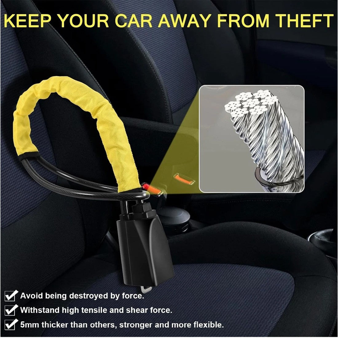 Steering Wheel Lock – Heavy Duty Anti-Theft (Seat Belt Style) - image 4