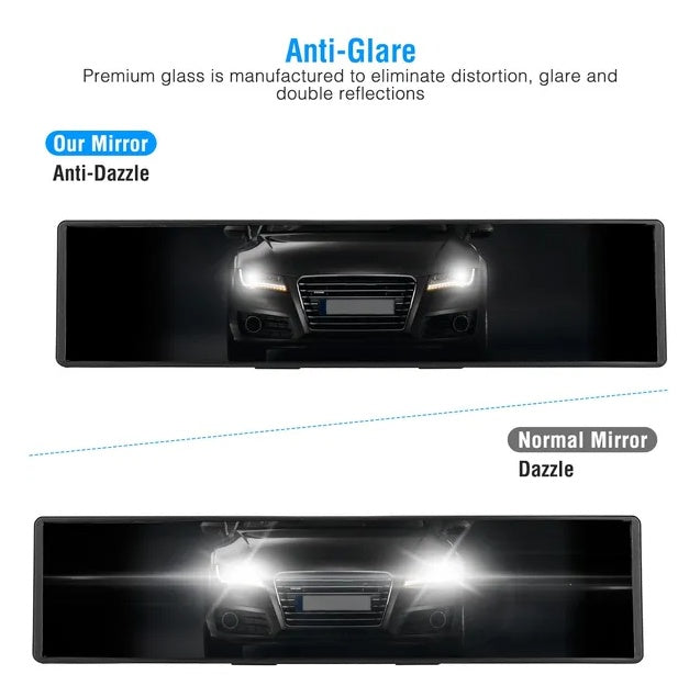 Car Rearview Mirror 11.4in Interior Clip-on Curve Convex Panoramic Anti-glare Rear View Mirrors