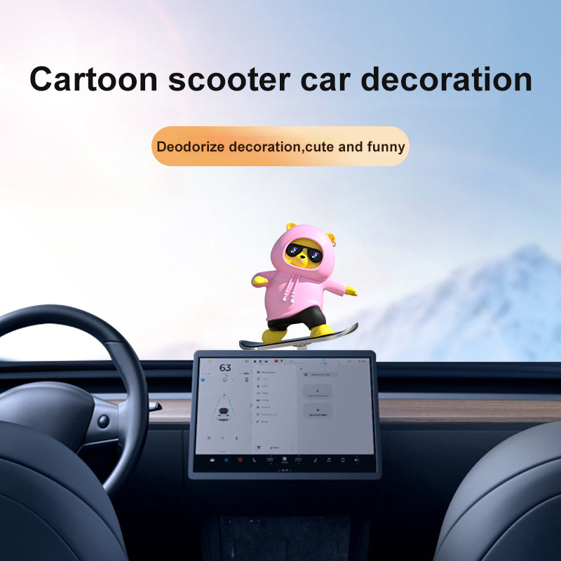 Car Ornament Car Decoration High-temperature Resistant Car Dashboard Ornament Featuring A Skateboarding Bear Boasts Exquisite Craftsmanship And A Stunning Appearance.