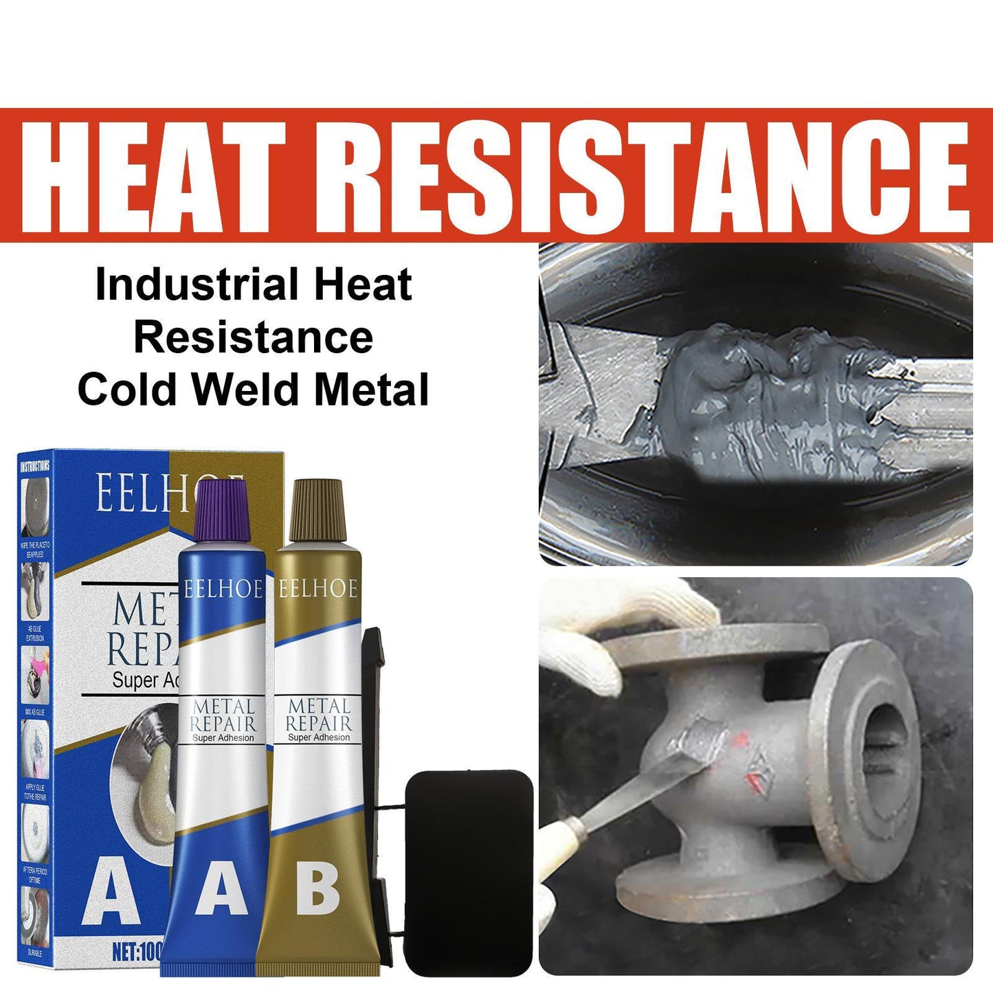 Easy To Use Cast Aluminum Welding Glue, High Temperature Resistant Metal Casting Crack Repair Agent, Leakproof Waterproof Welding