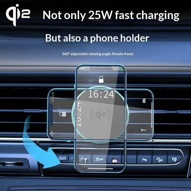 Magnetic Wireless Car Charger Mount – 25W Qi2.2, Vent & Suction - image 3