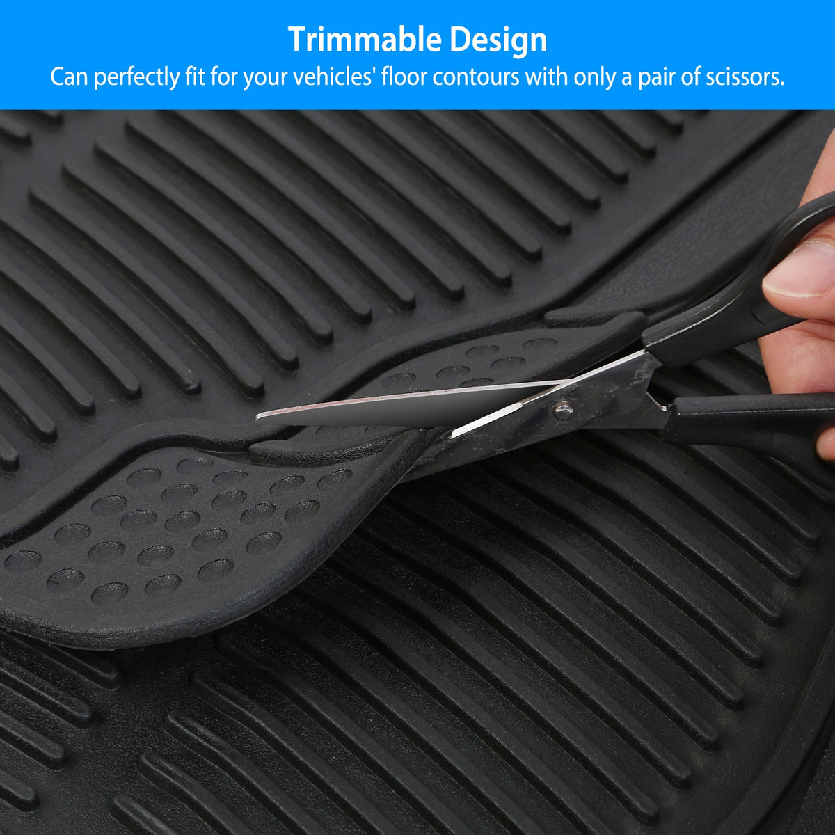 1Set Automotive Floor Mats With Front And Rear PVC Rubber Floor Mats Heavy Duty Drive Vehicle Car Mats With Trimmable Design Fit Most Cars SUVs Trucks