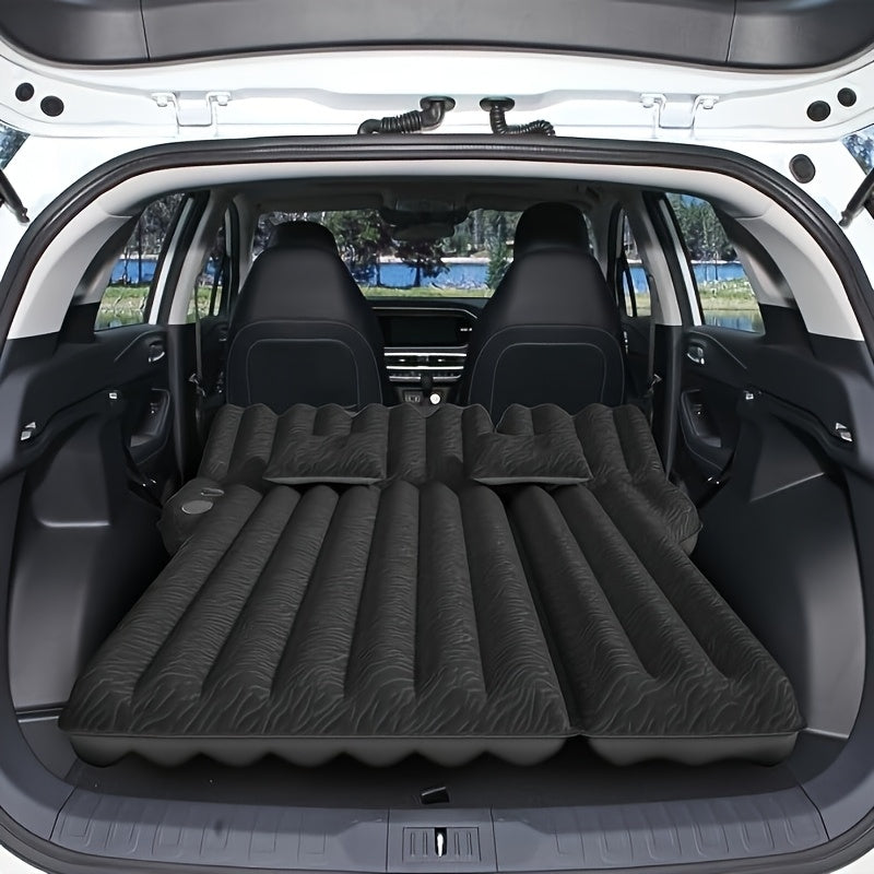 Air Mattress For SUV, Inflatable Car Air Mattress For Camping, Flocking Car Bed With Air Pump & 2 Pillows, Portable Sleeping Pad Mattress, With Phone And Cup Holder