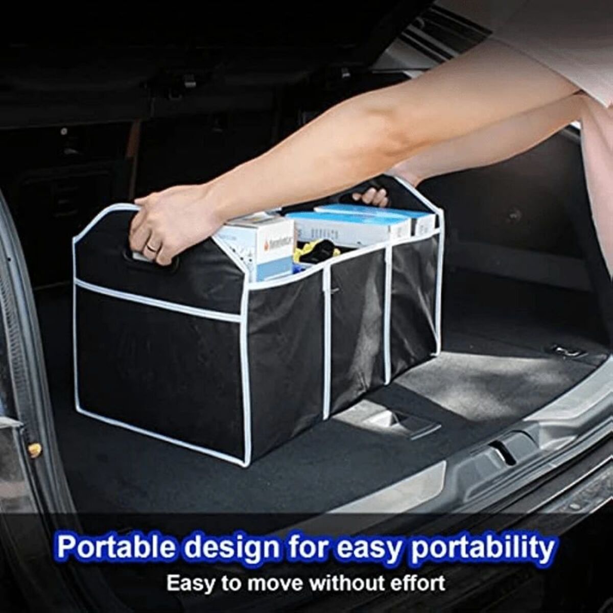 Multi-pocket car boot organiser with lid - image 9