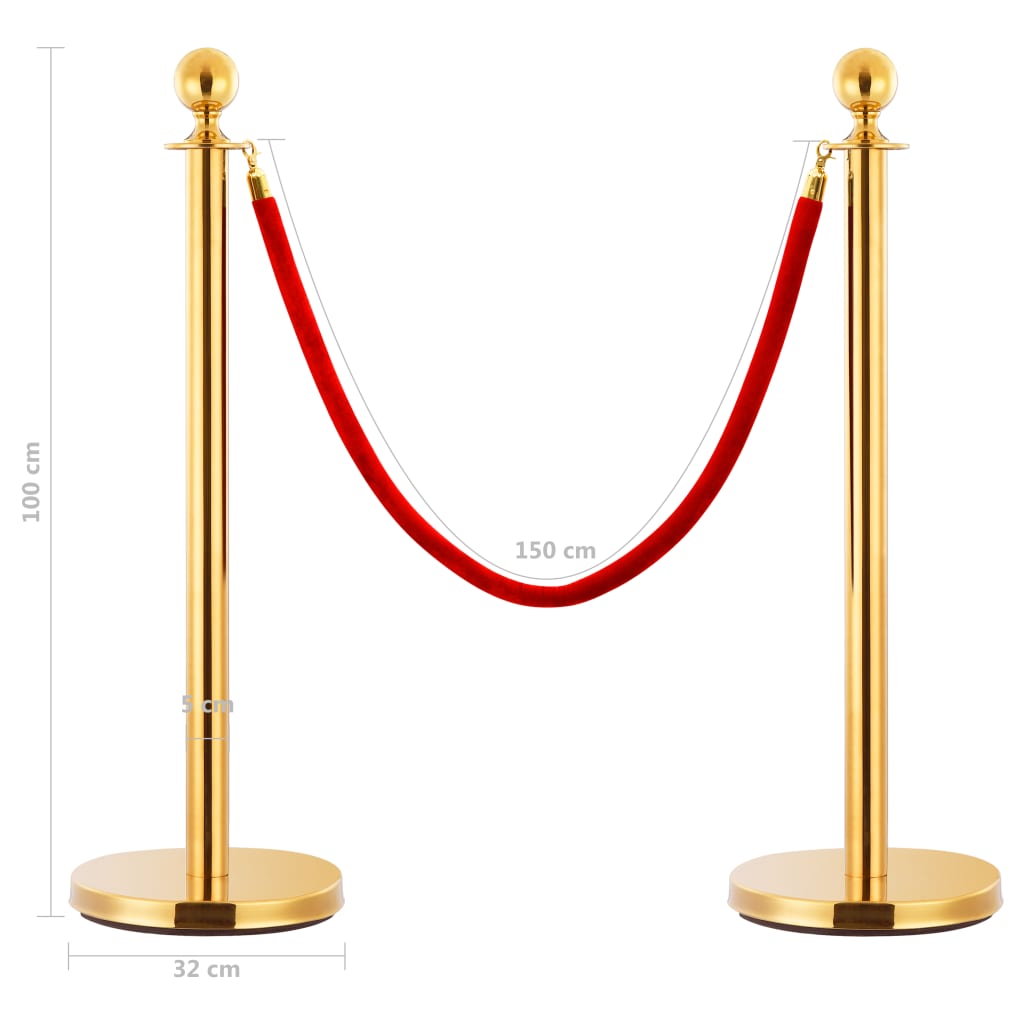 VIP Barrier Stand 3-piece Stainless Steel Golden   VIP
