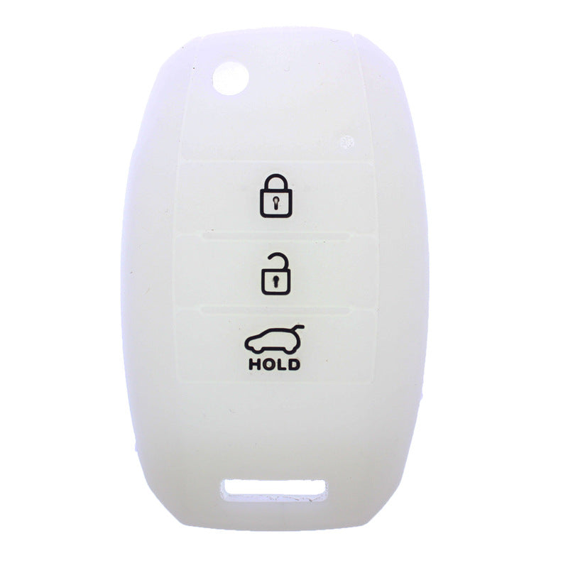 Key fob cover for Kia & Hyundai 3-button folding keys – silicone – white cover front view