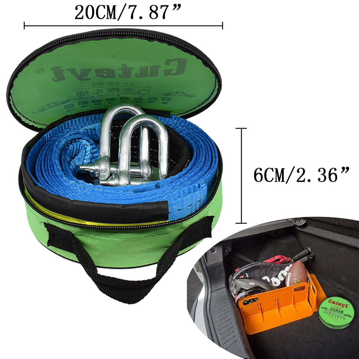 Heavy Duty Tow Strap 5m – 8 Tonne Recovery Rope with Shackles - image 5