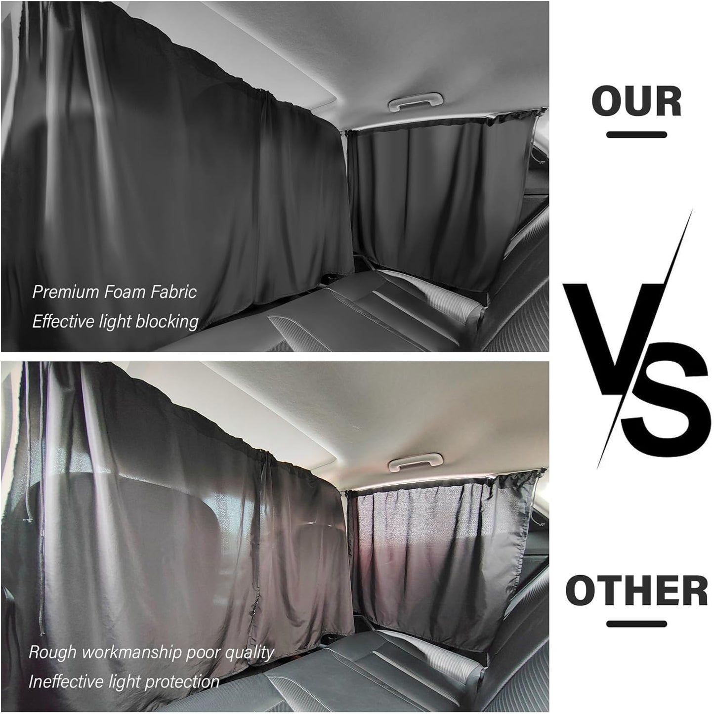 5 Pcs Car Privacy Curtains 2 Side Window Sun Shade Removable Windshield Shades