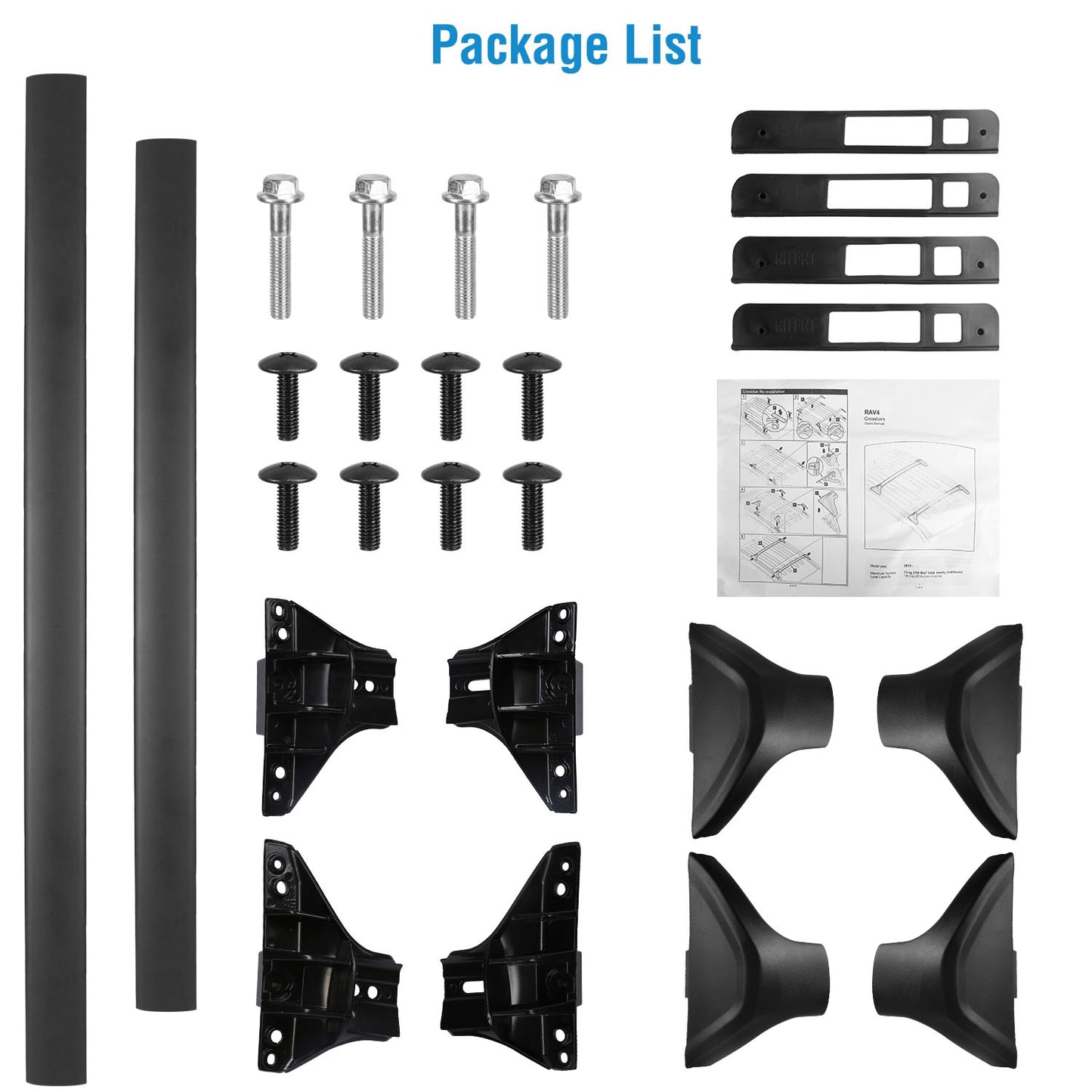 Car Roof Rack Cross Bars Aluminum Alloy Cargo Carrier Rooftop Crossbars Fit For RAV4 2019-2024 With Side Rails For Cargo Carrier Bag Kayak Bike Snowboard