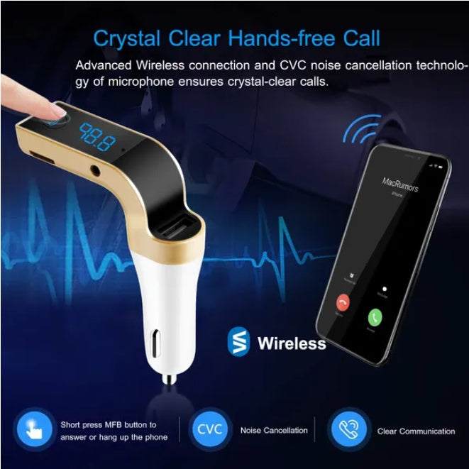 Car Wireless FM Transmitter USB Charger Hands