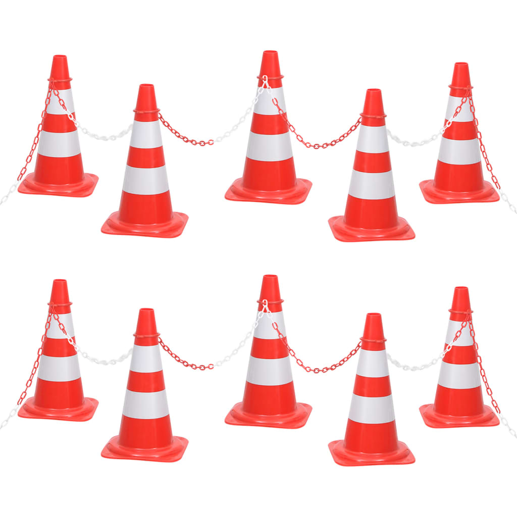 Traffic Cones, 10 pcs., Reflective and 50 cm