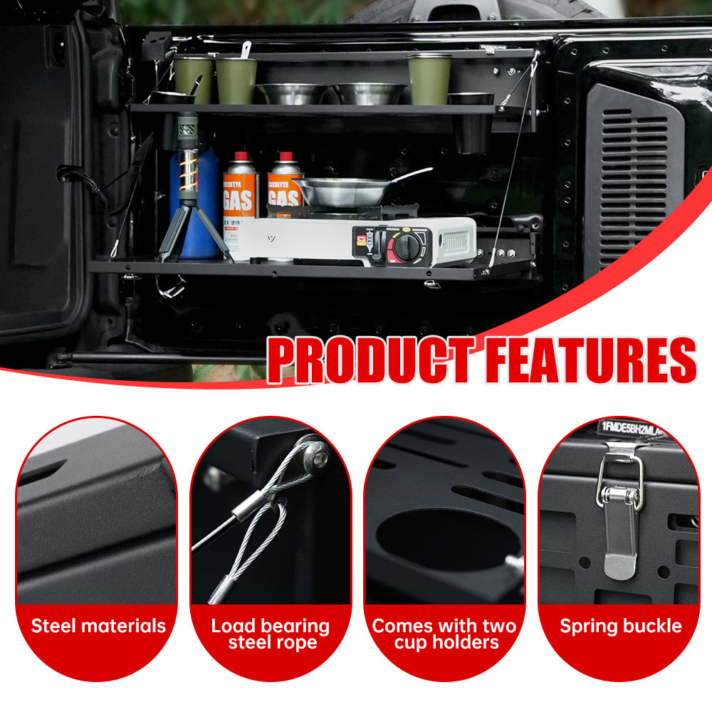 Tailgate Table For Ford Bronco 2021-2024 2-Tier Rear Storage Cargo Shelf