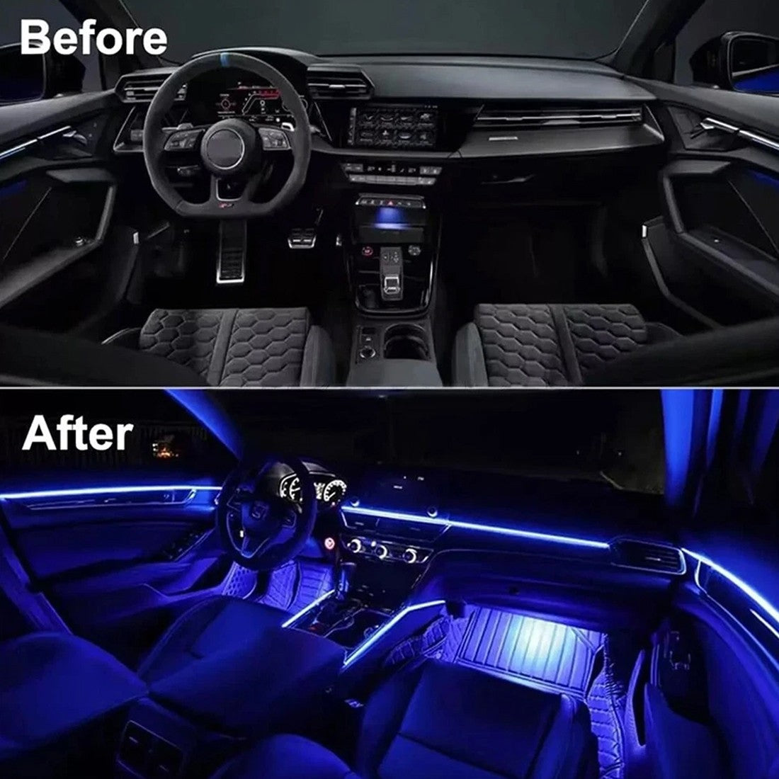 Interior LED Ambient Light Kit – RGB Fibre-Optic, App & Music Sync (5-in-1) - image 4