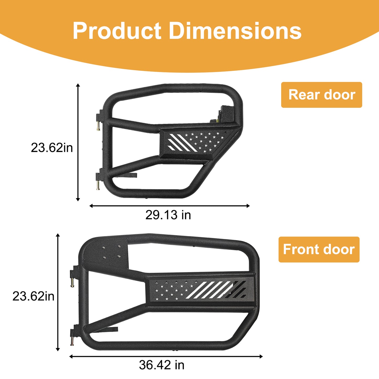 Tubular Doors With Mirror For 2007-2017 Wrangler JK 4 Door