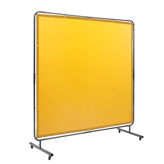 Welding Screen With Frame, 6 Feet By 6 Feet Weldin Curtain Screen, Flame-Resistant Vinyl Welding Protection Screen On 4 Swivel Wheel,2 Lockable, Moveable & Professional For Workshop,Industrial, Yellow