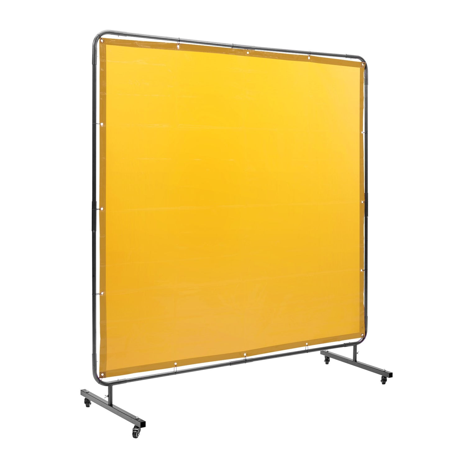 Welding Screen With Frame, 6 Feet By 6 Feet Weldin Curtain Screen, Flame-Resistant Vinyl Welding Protection Screen On 4 Swivel Wheel,2 Lockable, Moveable & Professional For Workshop,Industrial, Yellow