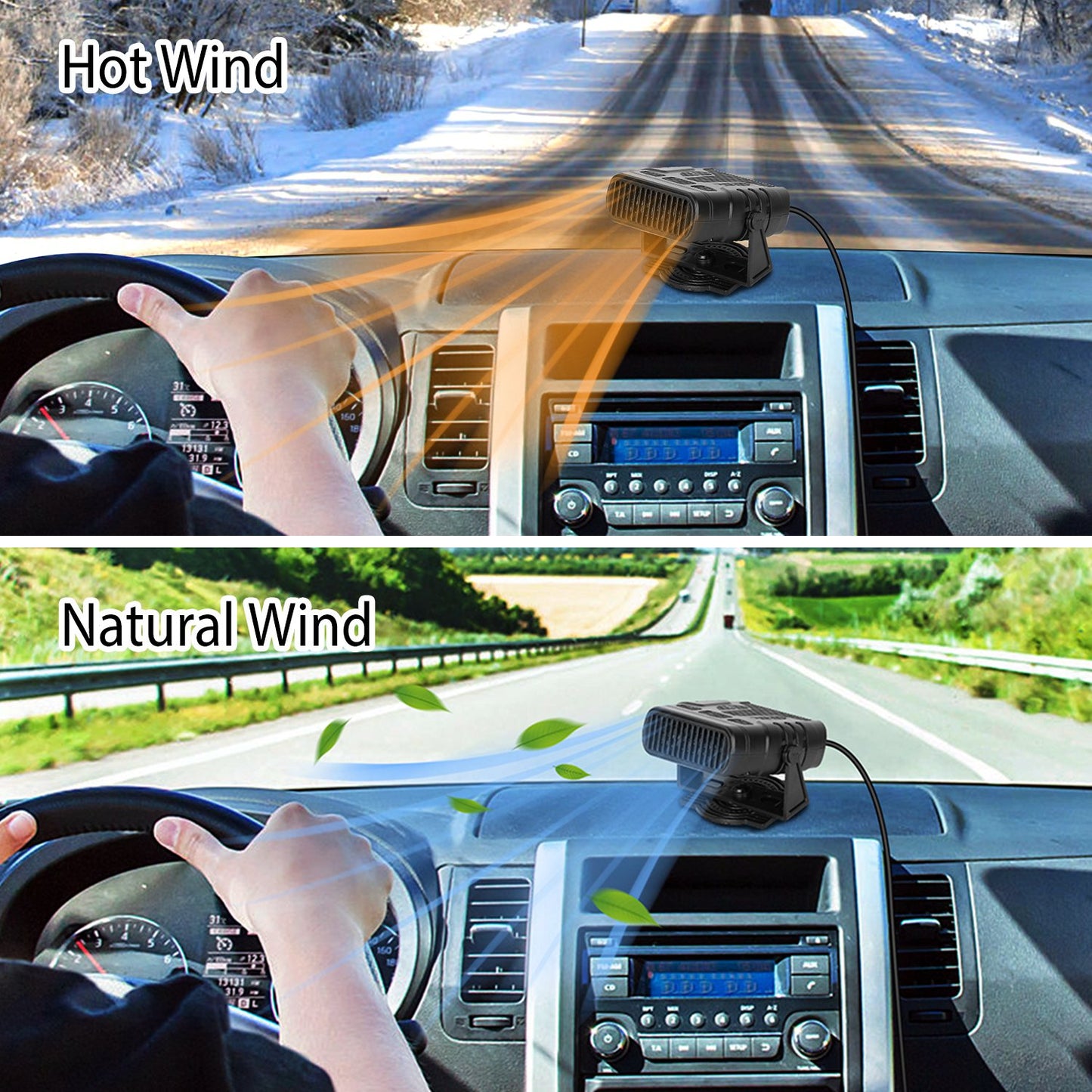 24V 200W Or  12V 120W Portable Car Heater Heating Fan 2 In 1 Defroster Demister Windshield Heater Automotive Cooling Fan
