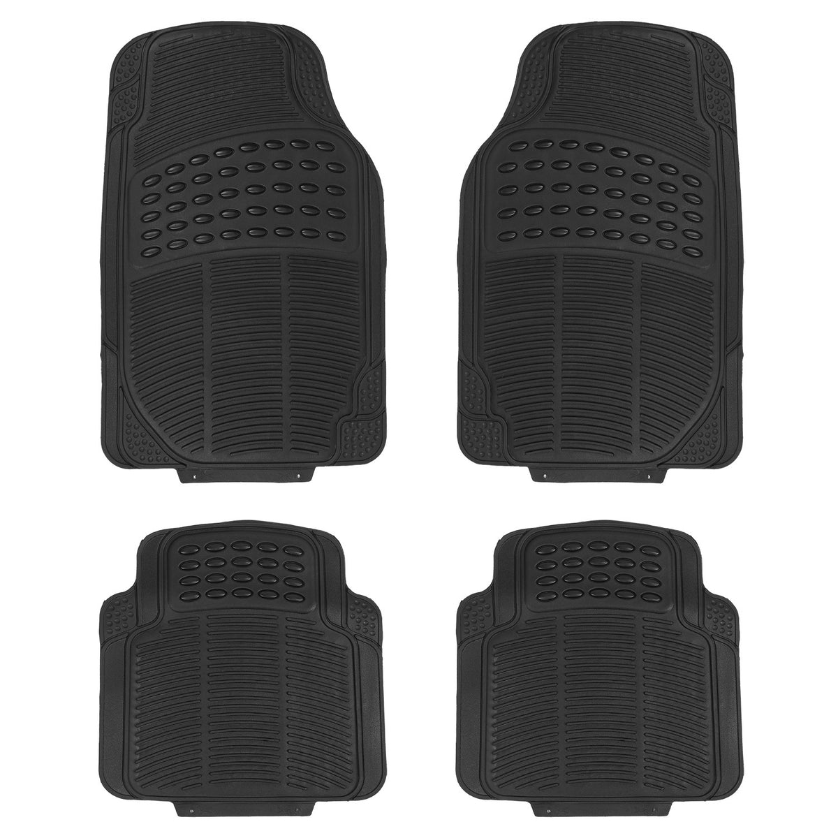 1Set Automotive Floor Mats With Front And Rear PVC Rubber Floor Mats Heavy Duty Drive Vehicle Car Mats With Trimmable Design Fit Most Cars SUVs Trucks