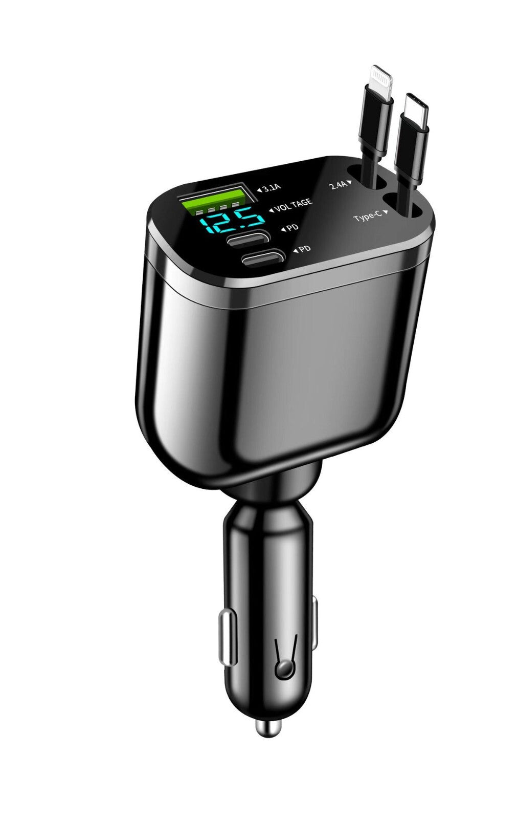 5-in-1 Retractable Car Charger with USB-C Cables - image 5