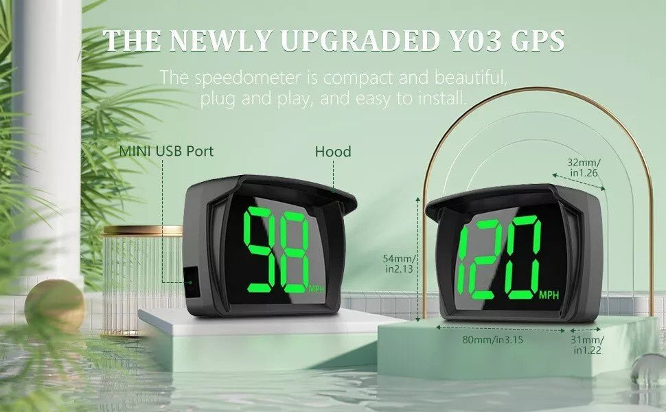 2024 New HUD Car Head-up Display MPH Speed Display 3-inch Multi-function LCD MPH Dashboard