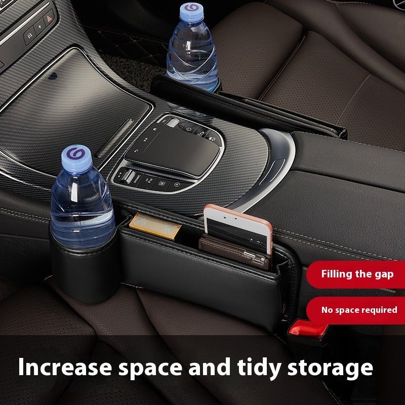 Car seat gap storage box, cup holder