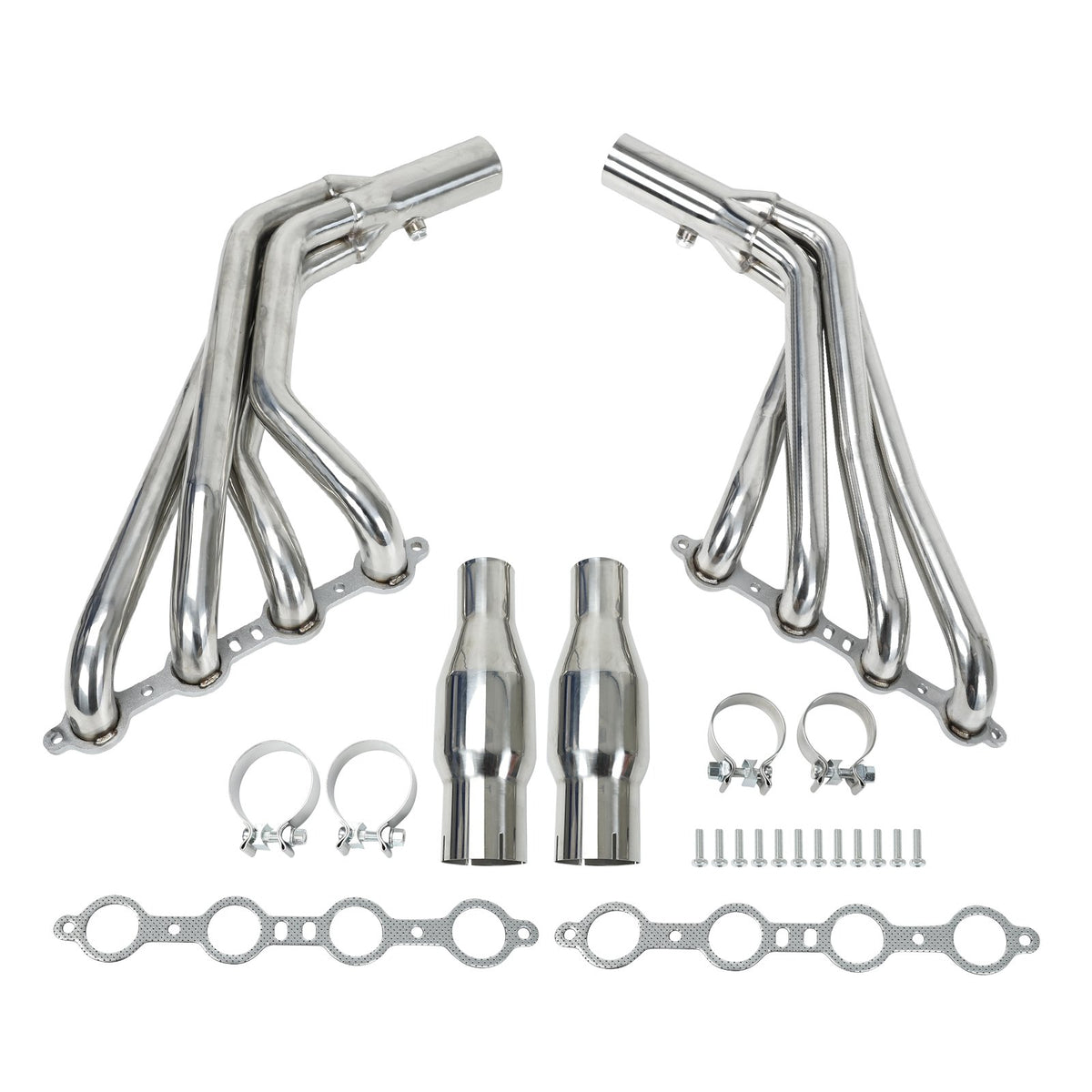 Long Tube Stainless Header Exhaust Manifold For 10-15 Chevy Camaro SS LS3 6.2 V8 - Silver
