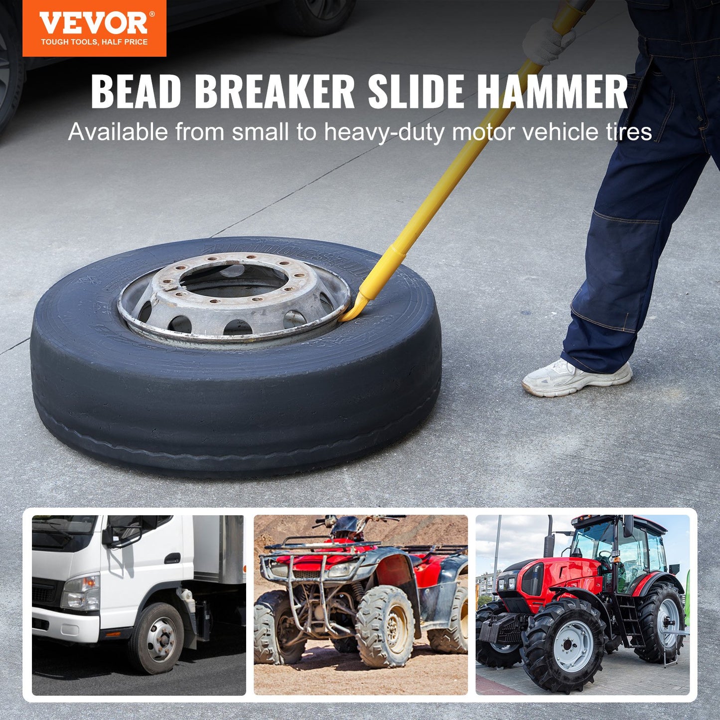 Tire Bead Breaker Slide Hammer, 117.6 Cm Length Heavy Duty Steel Tire Bead Breaker, Portable Tire Changing Sliding Impact For Car Truck Trailer Tire Removal