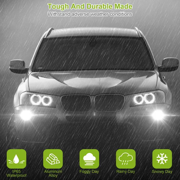 2PCS 800lm H8/H9/ H11 LED Fog DRL Light Bulb IP65 Water-Resistant 360° Beam Angle 6000K White