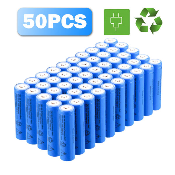50pcs 18650 Lithium Batteries 3.7V Li-ion Rechargeable Battery For Torch Headlight(Logistics Only For USPS.TK/TMEU Only For Self-pickup)