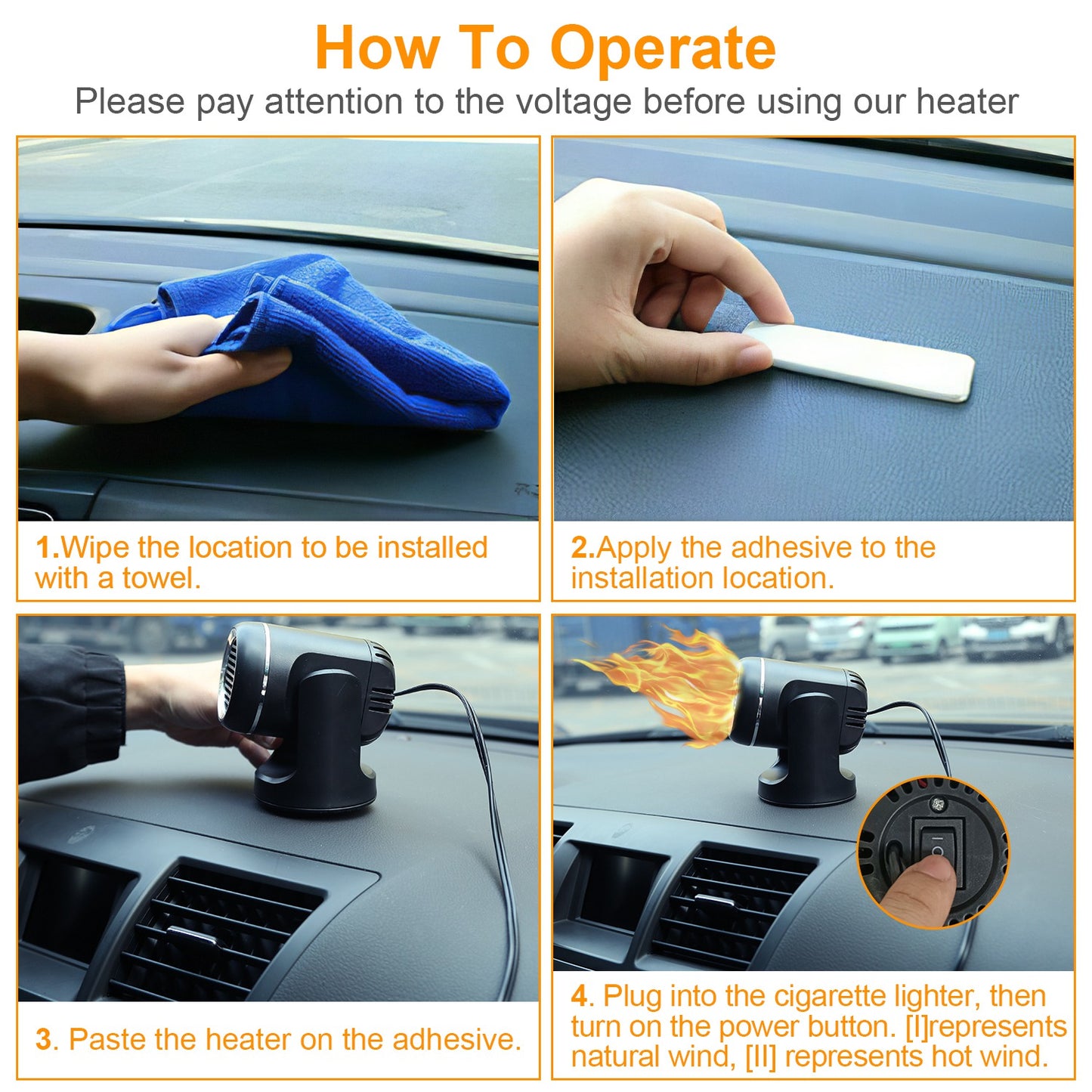 24V 160W Or 12V 120W Portable Car Heater 2 In 1 Heating Cooling Fan Rotatable Demister Defroster With 4.92ft Cord