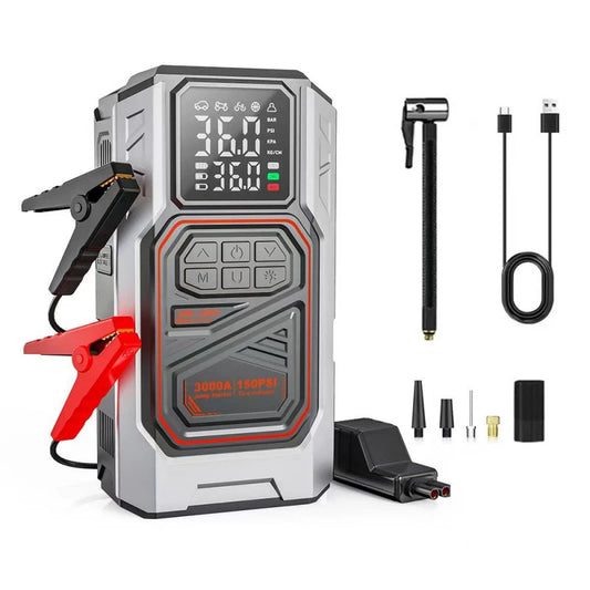 Jump Starter with Tyre Inflator and Power Bank – 12V