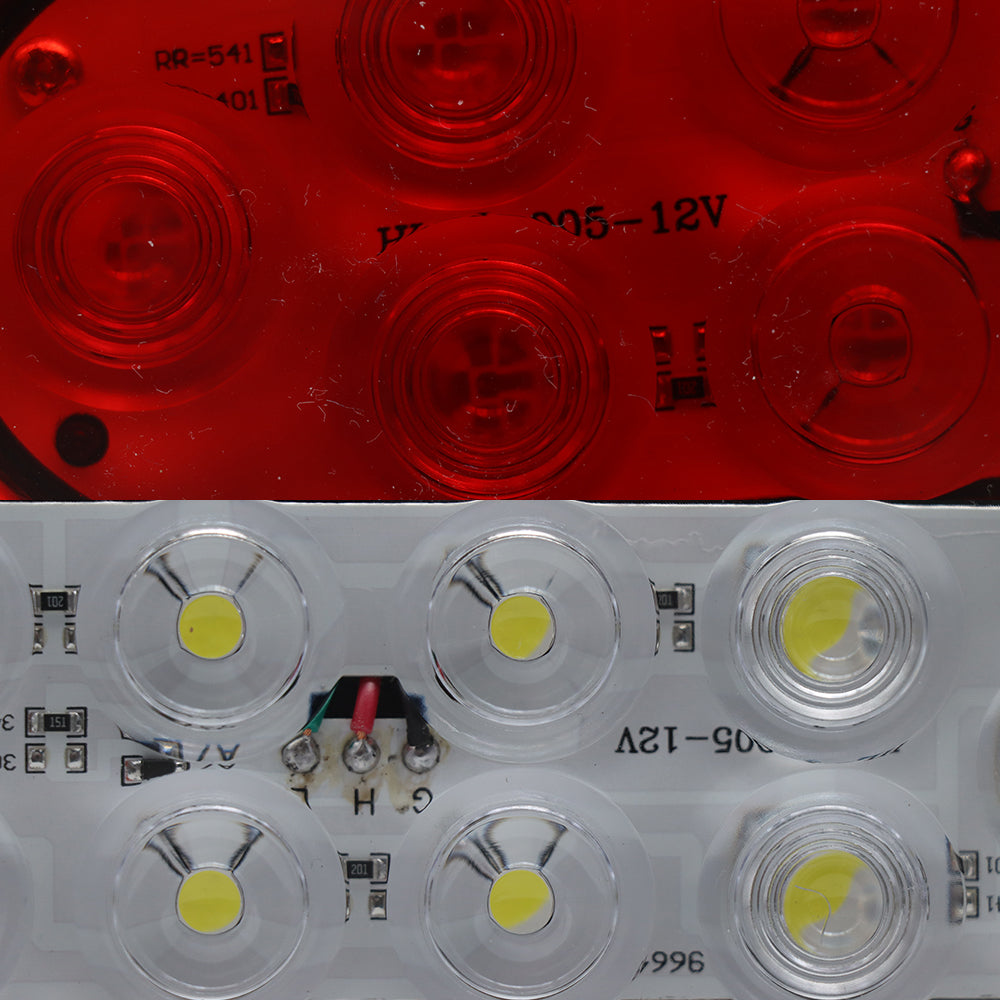 Truck Universal Small Taillight American Version, Rubber Frame With Plug 10 LED Oval Light ,12V, 2 Red Glossy Covers,2 Transparent Glossy Covers -4-piece Set