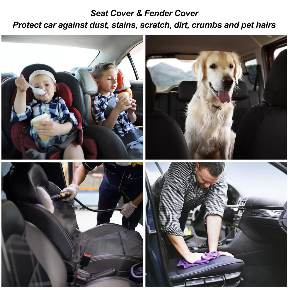 Universal Car Seat Covers – 9-Piece Full Set, Black with Grey, Blue or Red - image 3