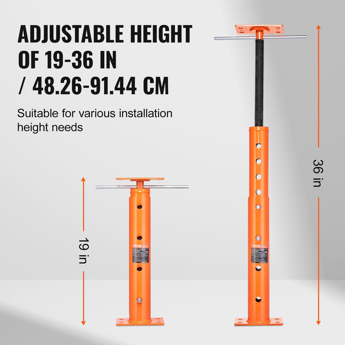House Floor Jack, 19"-36" Height Range, 18000 Lbs Max Load Capacity, Adjustable Support Beam Basement Jack Post Pole For Leveling, Lift Support Steel Telescoping Jack Post For Temporary Support