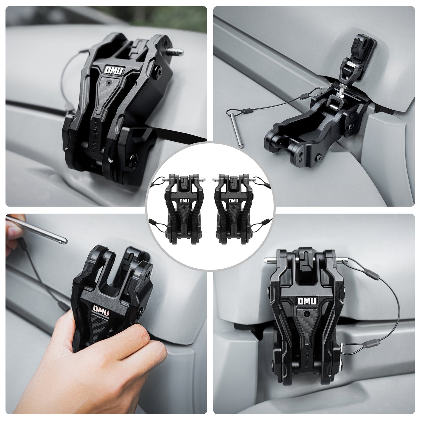OMU Hood Latch Lock Catch Compatible With 2007-2018 Je Ep Wrangler JK&JKU 2018-2024 Wrangler JL&Gladiator JT, Aluminum Adjustable Hood Latches For Reducing Hood Shaking, 2 Pcs