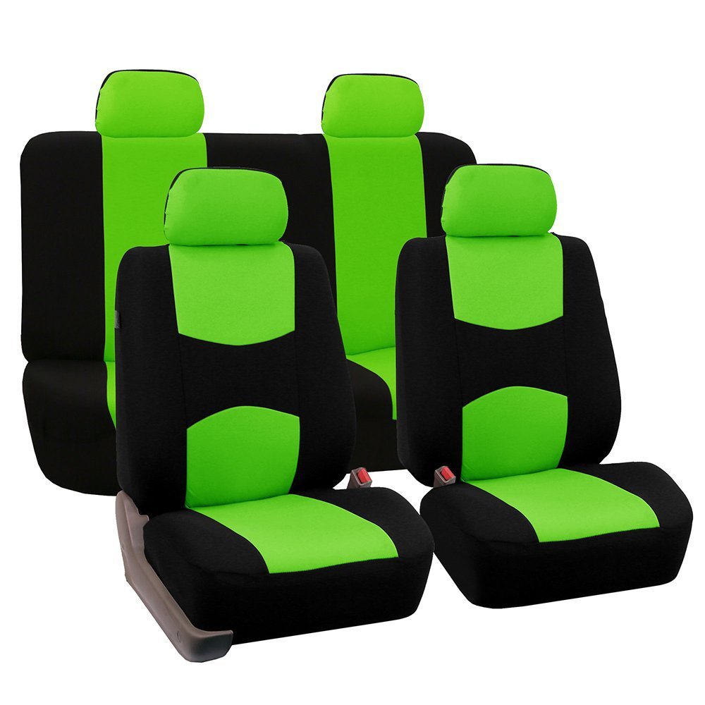 Universal car seat cover set, 5 seats – green and black seat covers for full five-seat set