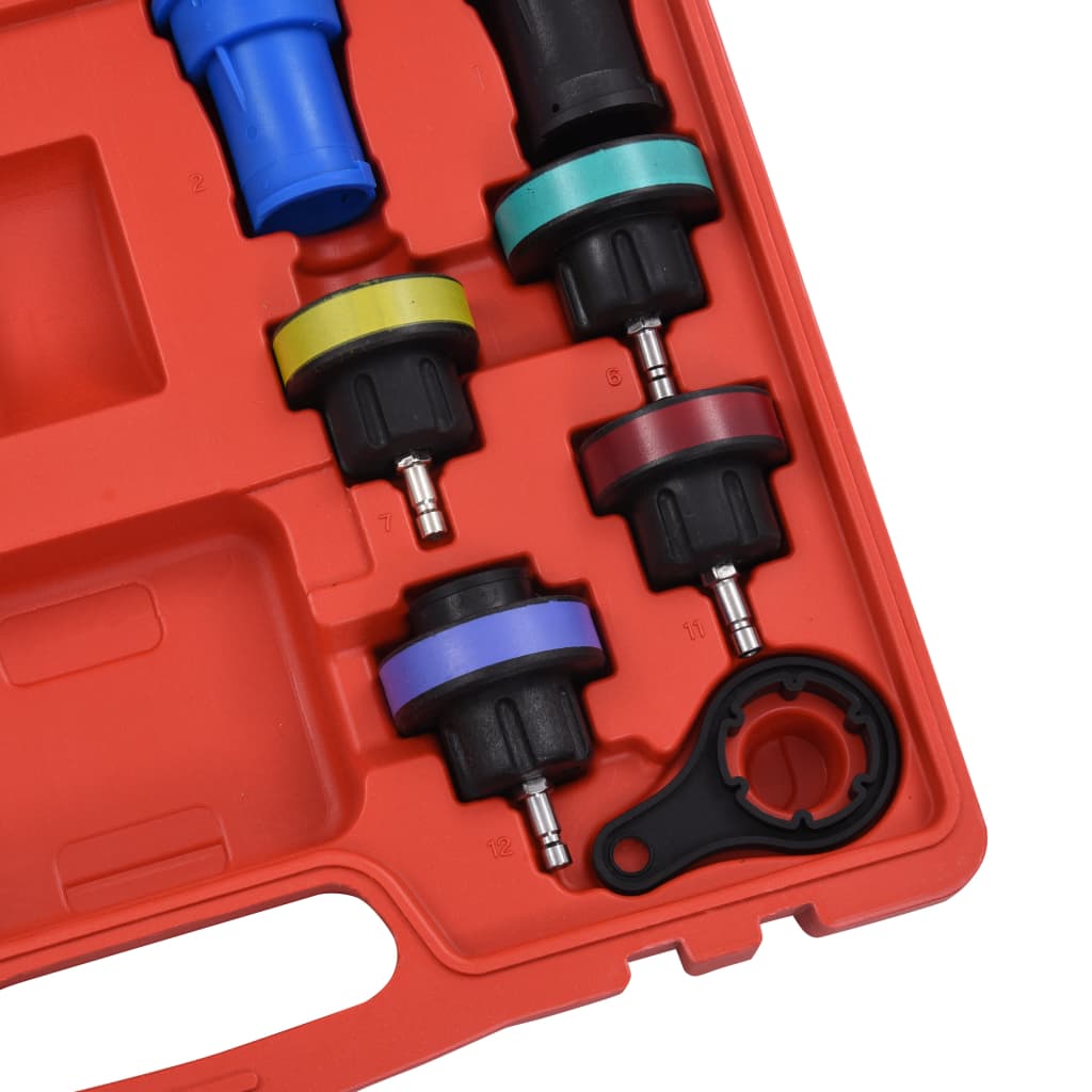 pressure testing device for cooling systems & radiator caps, 18-piece set.