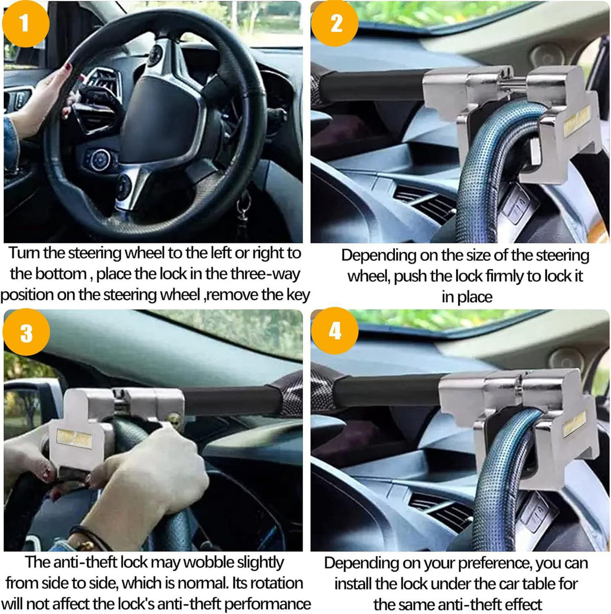 Steering wheel lock with alarm, aluminium alloy - image 5