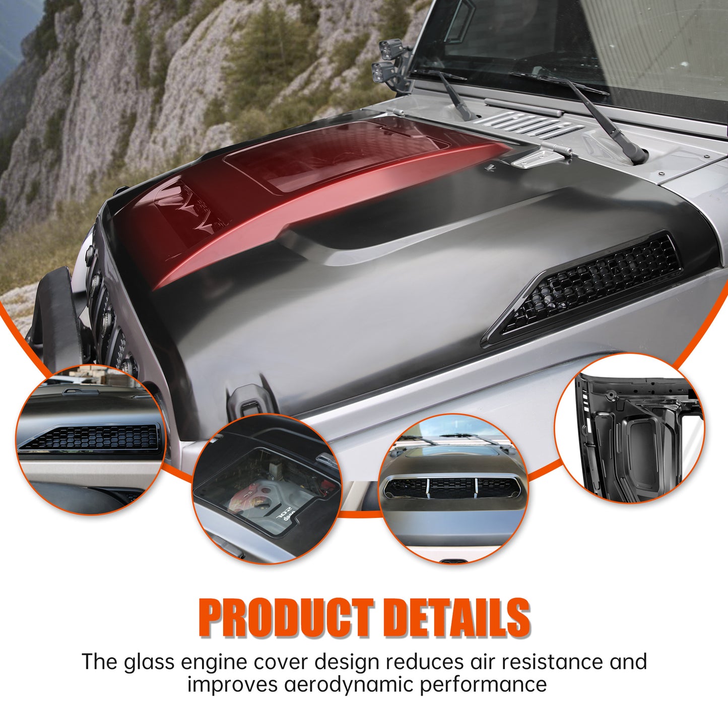 Replacement Hood Vented Heat Dispersion For 2007-2018 Wrangler