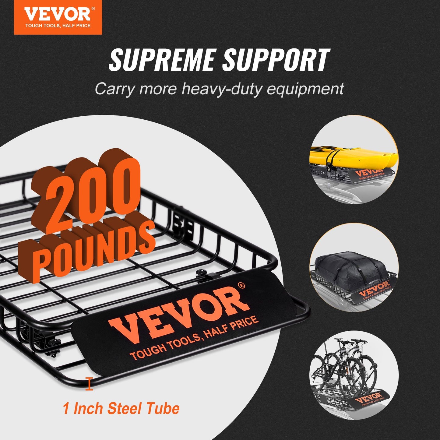 Roof Rack Cargo Basket, 130.5 X 91.5 X 12.7 Cm Rooftop Cargo Carrier W  15 Cu Ft Waterproof Cargo Bag, 90 Kg Capacity Universal Rack Carrier For SUV, Truck