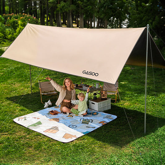 Black Coated Waterproof Camping Tarp With UV Block Canopy
